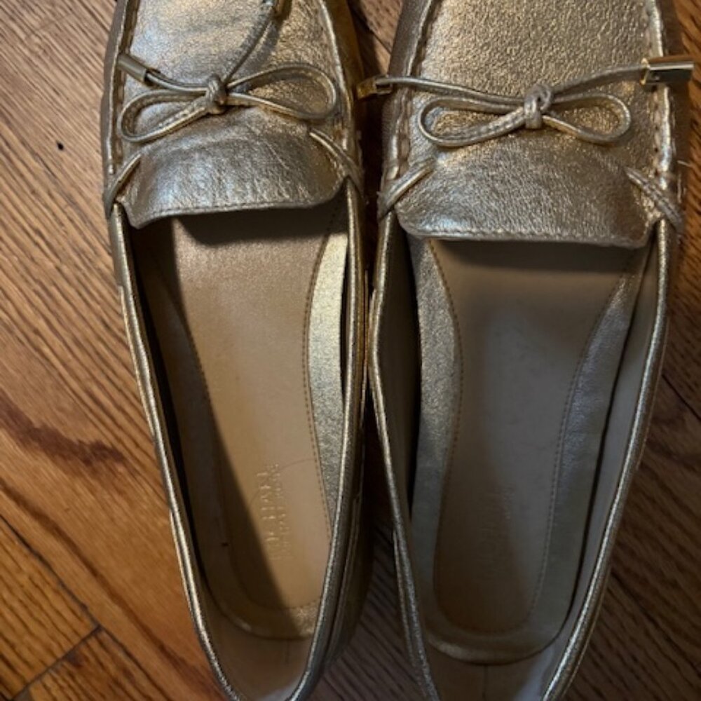 Michael Kors Metallic Gold Leather Loafers